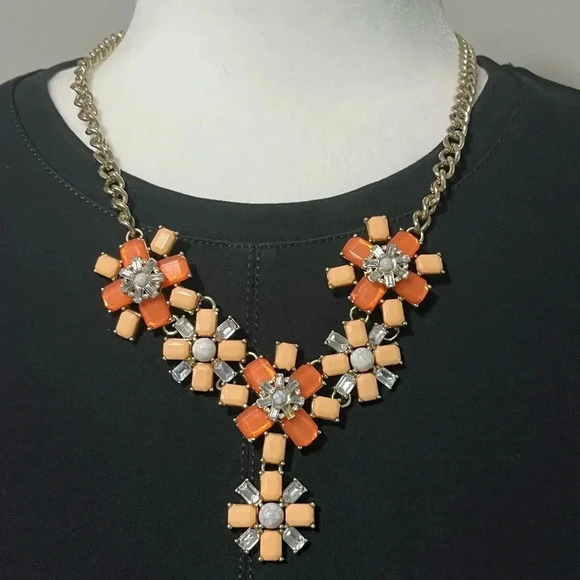 Art Deco Floral Jewelled Necklace  Costume Jewelry - Picture 1 of 7